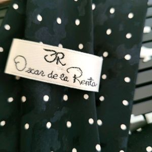 Oscar de la Renta Black Dot Necktie/Purse Tassle